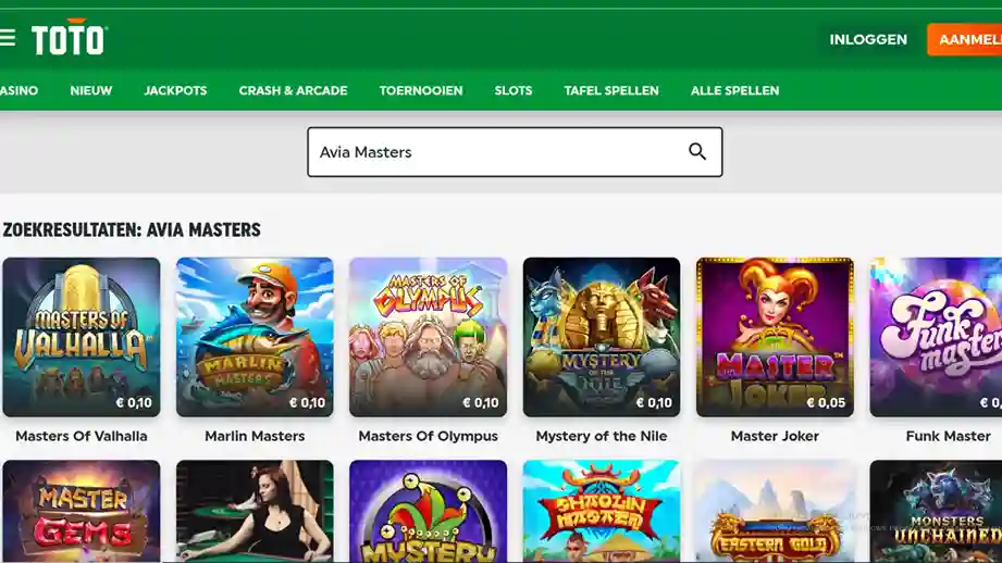 Geen Avia Masters bij TOTO